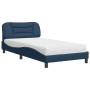 Cama con colchón tela azul 100x200 cm