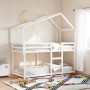 Cama litera con techo madera maciza de pino blanco 90x190 cm