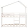 Cama litera con techo madera maciza de pino blanco 90x190 cm