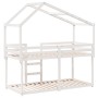 Cama litera con techo madera maciza de pino blanco 90x190 cm