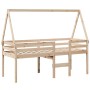 Cama alta con techo madera maciza de pino 90x190 cm