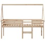 Cama alta con techo madera maciza de pino 90x190 cm