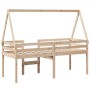 Cama alta con techo madera maciza de pino 90x190 cm