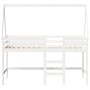 Cama alta escalera y techo madera maciza pino blanca 90x190 cm