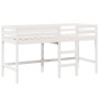 Cama alta escalera y techo madera maciza pino blanca 90x190 cm