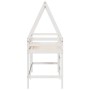 Cama alta escalera y techo madera maciza pino blanca 90x190 cm
