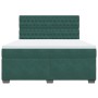 Cama box spring con colchón terciopelo verde oscuro 180x200 cm