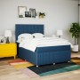 Cama box spring con colchón tela azul 140x200 cm