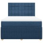 Cama box spring con colchón tela azul 140x200 cm