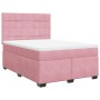 Cama box spring con colchón terciopelo rosa 140x200 cm