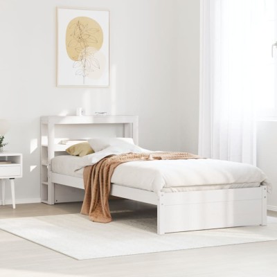 Estructura de cama con cabecero sin colchón blanco 90x200 cm