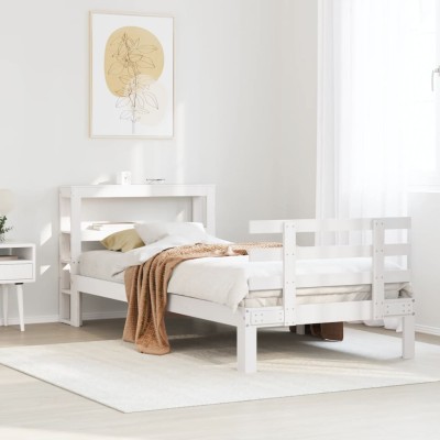 Estructura de cama con cabecero sin colchón blanco 90x200 cm