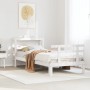 Estructura de cama con cabecero sin colchón blanco 90x200 cm
