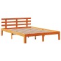 Estructura cama con cabecero madera pino marrón cera 120x190 cm