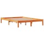 Estructura cama con cabecero madera pino marrón cera 120x190 cm