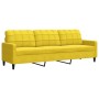 Sofá con cojines y almohadas 3 piezas terciopelo amarillo