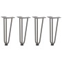 Patas mesa tipo horquilla 4 uds acero macizo acero natural 30cm