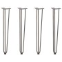Patas mesa tipo horquilla 4 uds acero macizo acero natural 72cm