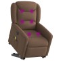 Sillón de masaje eléctrico reclinable elevable tela marrón