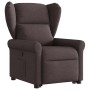Sillón reclinable elevable tela marrón oscuro