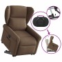 Sillón eléctrico reclinable elevable de tela marrón