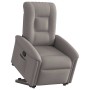 Sillón reclinable elevable tela gris taupe
