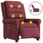 Sillón de masaje reclinable eléctrico tela rojo tinto