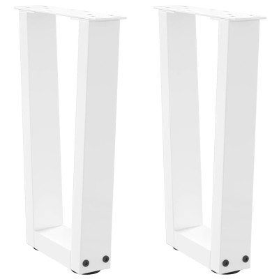Patas para mesa de comedor en forma de V 2 uds blanco acero