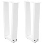 Patas para mesa de comedor en forma de V 2 uds blanco acero