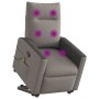 Sillón reclinable de masaje elevable tela gris taupé