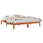 Cama sin colchón madera maciza de pino marrón cera 160x200 cm