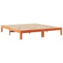 Cama sin colchón madera maciza de pino marrón cera 160x200 cm