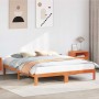 Cama sin colchón madera maciza de pino marrón cera 160x200 cm