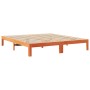 Cama sin colchón madera maciza de pino marrón cera 160x200 cm