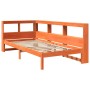 Cama con estantería sin colchón madera maciza marrón 75x190 cm