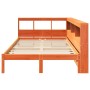Cama con estantería sin colchón madera maciza marrón 135x190cm