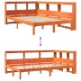 Cama con estantería sin colchón madera maciza marrón 135x190cm
