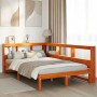 Cama con estantería sin colchón madera maciza marrón 120x200cm