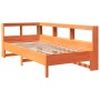Sofá con estantería sin colchón madera maciza marrón 90x200 cm