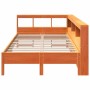 Cama con estantería sin colchón madera maciza marrón 120x200cm