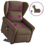 Sillón de masaje eléctrico reclinable elevable tela marrón