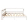 Cama con estantería sin colchón madera maciza blanca 180x200 cm