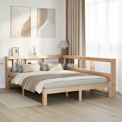 Cama con estantería sin colchón madera maciza de pino 160x200cm