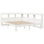 Cama con estantería sin colchón madera maciza blanca 140x190 cm