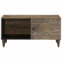 Mesa de centro de madera maciza de mango gris claro 80x50x40 cm