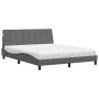 Cama con colchón de tela gris oscuro 160x200 cm