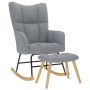 Sillón mecedora con taburete tela gris claro