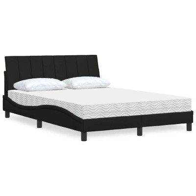 Cama con colchón tela negro 140x190 cm