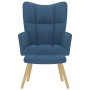 Sillón de relax con taburete tela azul
