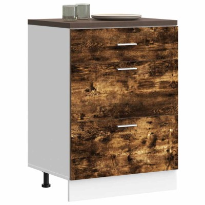 Mueble bajo de cocina de madera de ingeniería de roble ahumado